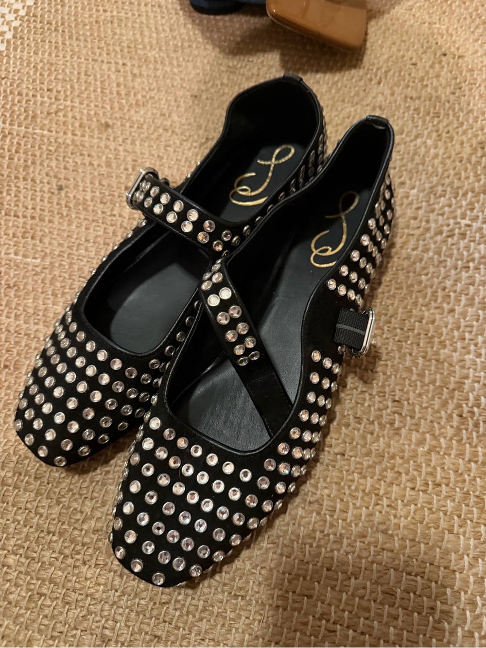 Sam Edelman Black Studded Mary Jane Flats